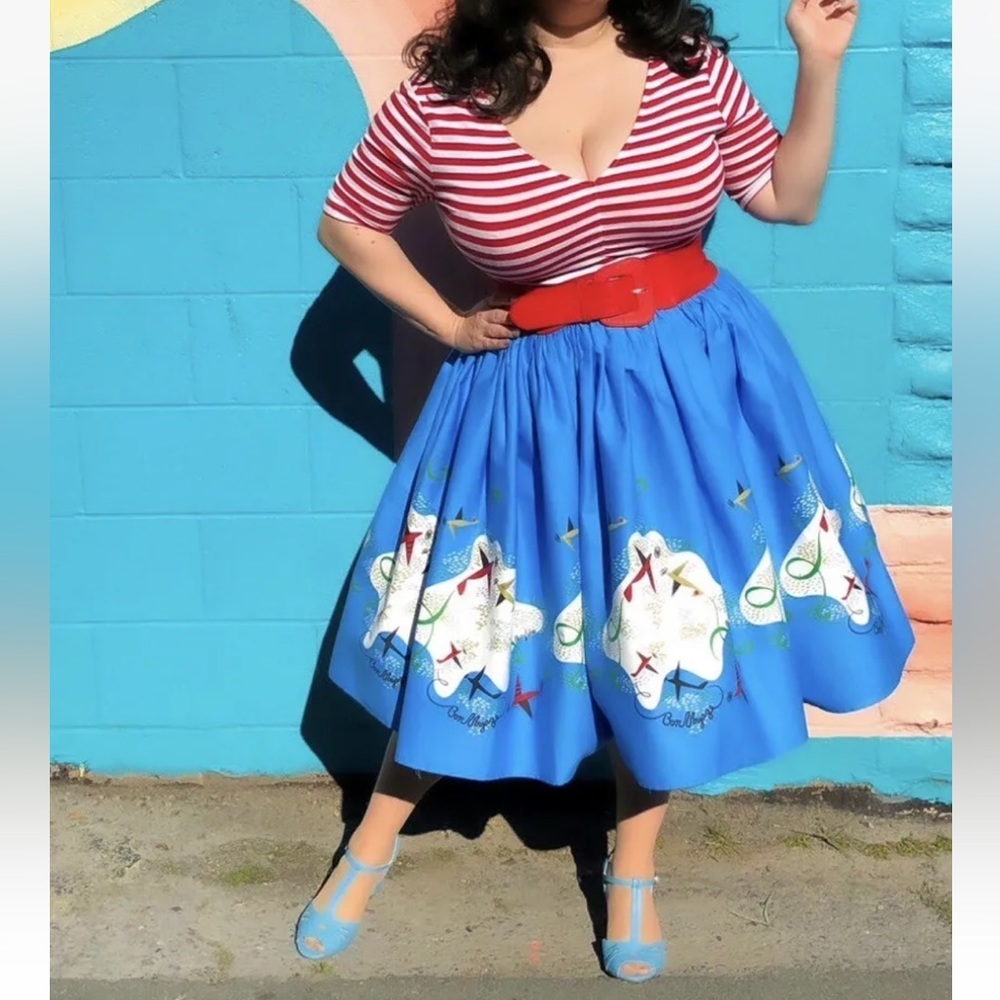 Pinup Girl Mary Blair Airplane Skirt - Plus 4X